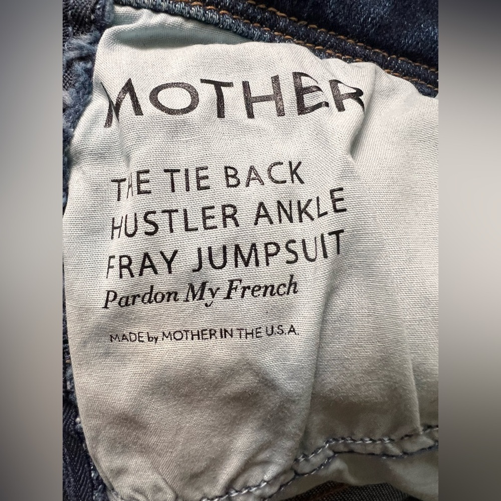 RARE Mother The Tie Back Hustler Ankle Fray Jumpsuit Pardon My French Size 26 - Picture 9 of 11
